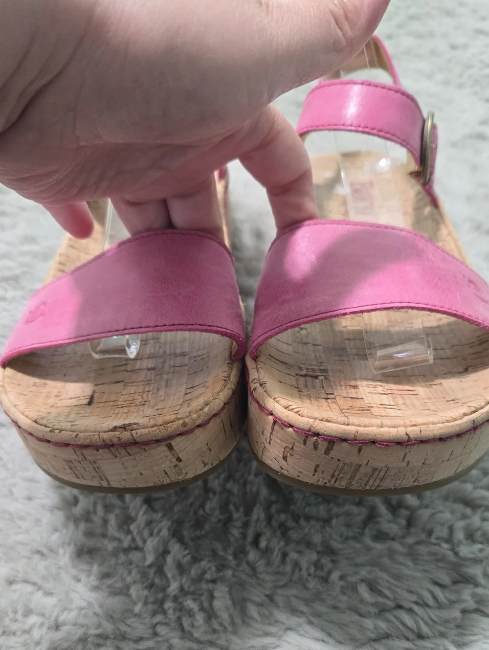 Born Sari bubblegum pink colorway cork platform sandals adjustable strap size 9